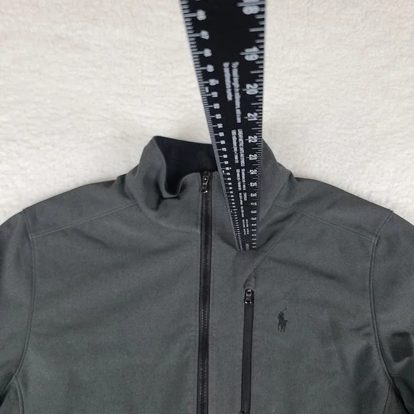 Polo Ralph Lauren Jacket Mens Large‎ Dark Gray Zipper Pocket Full Zip Sweater *